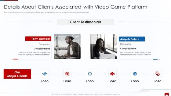 Virtual Adventure Gaming Investor Elevator Pitch Deck Details About Clients Associated Introduction PDF