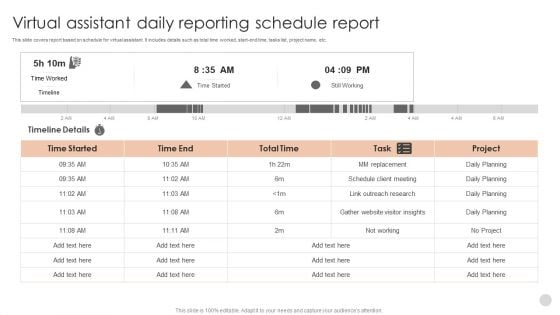 Virtual Assistant Daily Reporting Schedule Report Mockup PDF Virtual Assistant Daily Reporting Schedule Report Mockup PDF