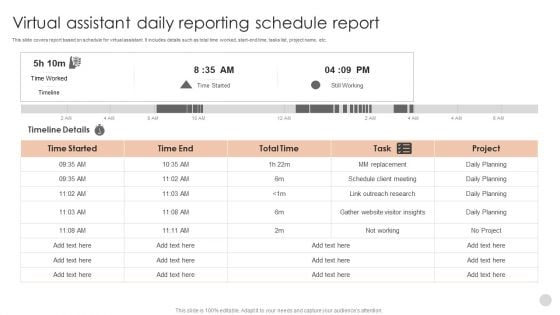 Virtual Assistant Daily Reporting Schedule Report Mockup PDF