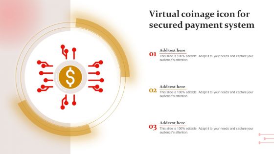 Virtual Coinage Icon For Secured Payment System Professional PDF