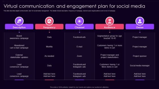Virtual Communication And Engagement Plan For Social Media Introduction PDF Virtual Communication And Engagement Plan For Social Media Introduction PDF