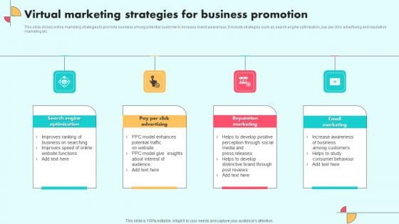 Virtual Marketing Strategies For Business Promotion Portrait PDF