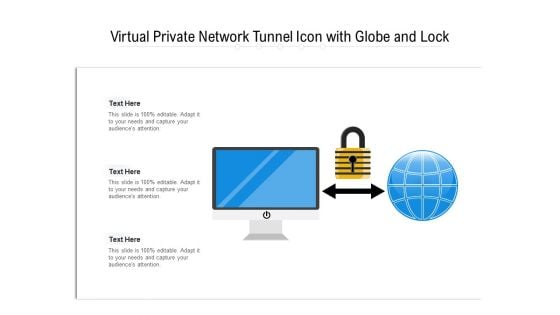 Virtual Private Network Tunnel Icon With Globe And Lock Ppt PowerPoint Presentation Gallery Ideas PDF