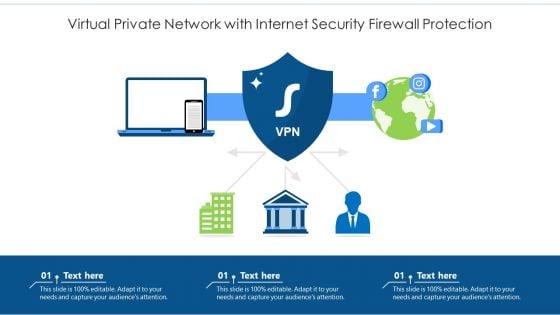 Virtual Private Network With Internet Security Firewall Protection Ppt PowerPoint Presentation File Master Slide PDF