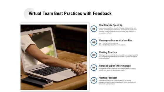 Virtual Team Best Practices With Feedback Ppt PowerPoint Presentation Gallery Clipart PDF