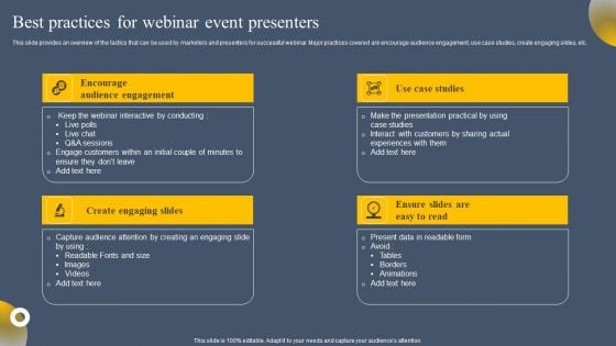 Virtual Web Event Best Practices For Webinar Event Presenters Demonstration PDF