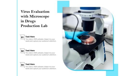 Virus Evaluation With Microscope In Drugs Production Lab Ppt PowerPoint Presentation Portfolio Template PDF