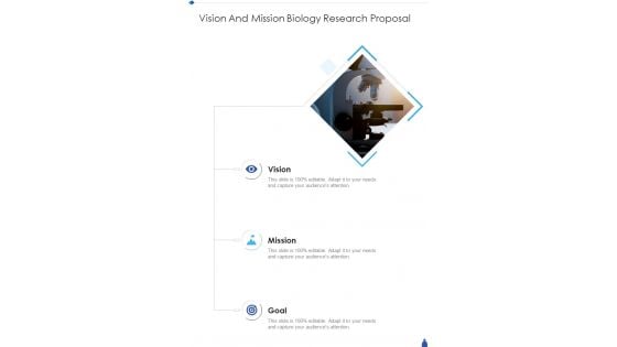 Vision And Mission Biology Research Proposal One Pager Sample Example Document