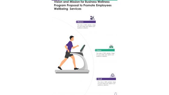 Vision And Mission Business Wellness Program Proposal Promote One Pager Sample Example Document