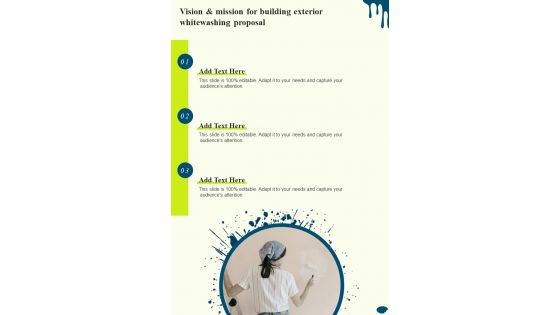 Vision And Mission For Building Exterior Whitewashing Proposal One Pager Sample Example Document