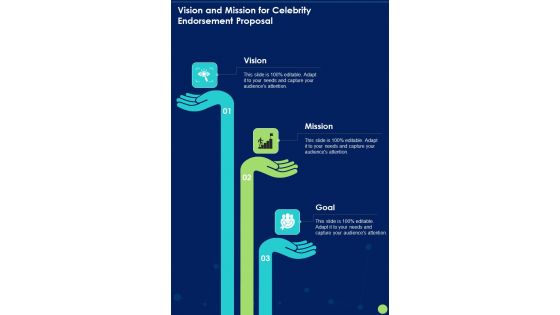 Vision And Mission For Celebrity Endorsement Proposal One Pager Sample Example Document