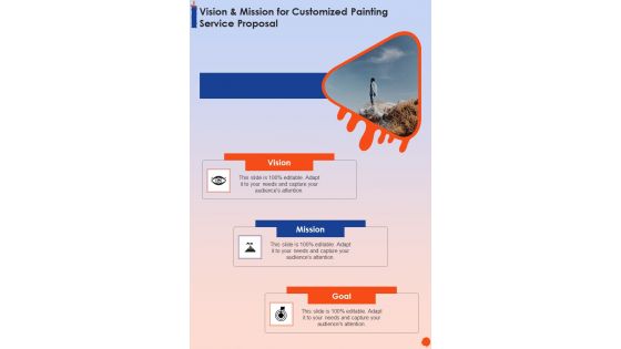 Vision And Mission For Customized Painting Service Proposal One Pager Sample Example Document Vision And Mission For Customized Painting Service Proposal One Pager Sample Example Document