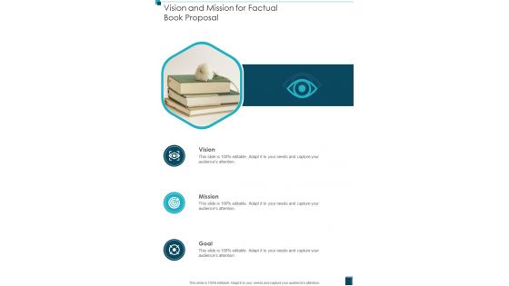 Vision And Mission For Factual Book Proposal One Pager Sample Example Document