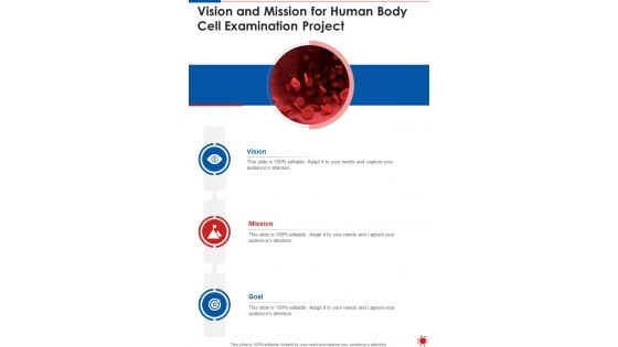 Vision And Mission For Human Body Cell Examination Project One Pager Sample Example Document