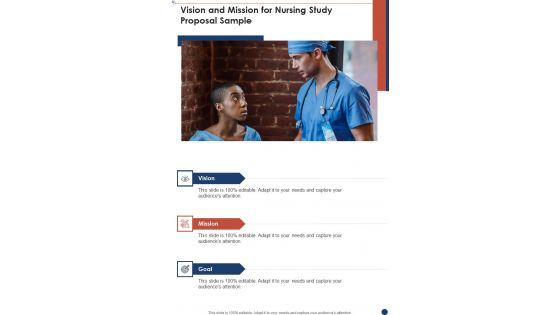 Vision And Mission For Nursing Study Proposal Sample One Pager Sample Example Document
