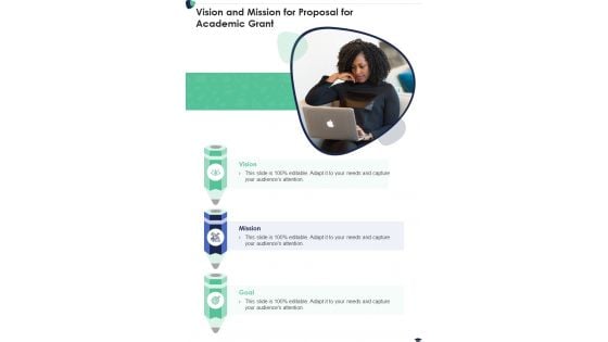 Vision And Mission For Proposal For Academic Grant One Pager Sample Example Document