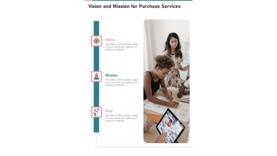 Vision And Mission For Purchase Services One Pager Sample Example Document