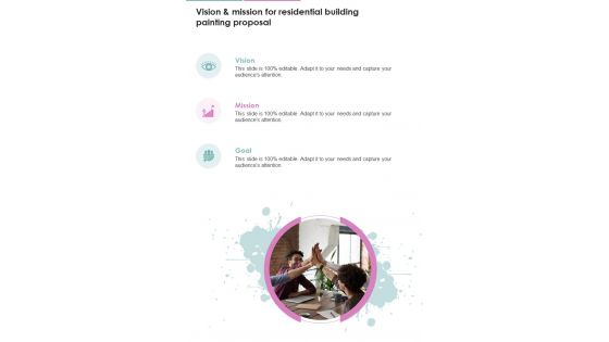 Vision And Mission For Residential Building Painting Proposal One Pager Sample Example Document