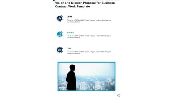 Vision And Mission Proposal For Business Contract Work Template One Pager Sample Example Document