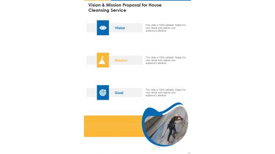 Vision And Mission Proposal For House Cleansing Service One Pager Sample Example Document