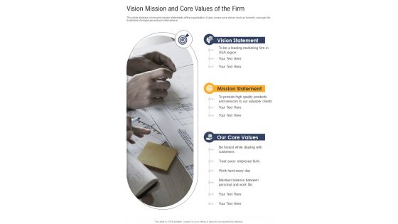 Vision Mission And Core Values Of The Firm One Pager Documents Vision Mission And Core Values Of The Firm One Pager Documents