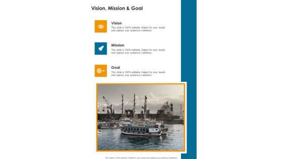 Vision Mission And Goal Research Proposal For Cargo Investigation And Testing System One Pager Sample Example Document