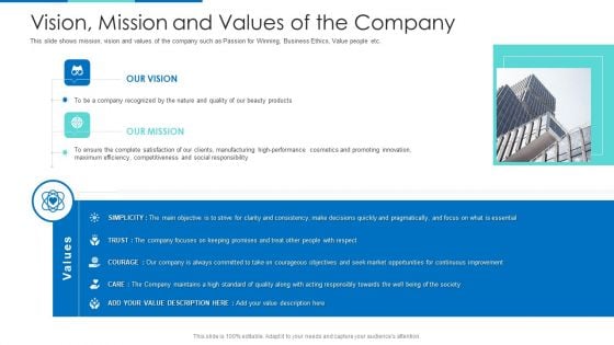 Vision Mission And Values Of The Company Ppt File Mockup PDF