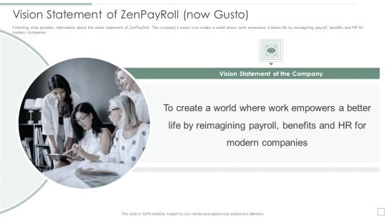 Vision Statement Of Zenpayroll Now Gusto Ppt Gallery Templates PDF