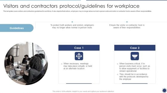 Visitors And Contractors Protocol Guidelines For Workplace Organization Transformation Instructions Mockup PDF