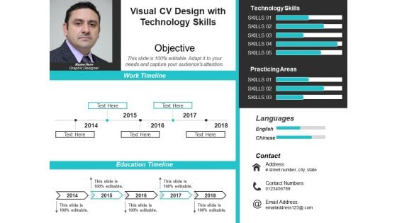 Visual CV Design With Technology Skills Ppt PowerPoint Presentation Pictures Visuals PDF