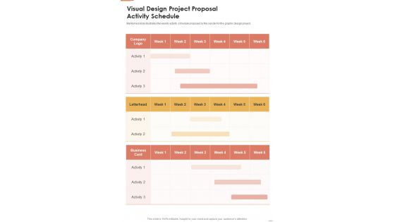 Visual Design Project Proposal Activity Schedule One Pager Sample Example Document
