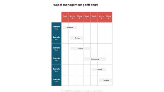 Visual Design Services Proposal Project Management Gantt Chart One Pager Sample Example Document Visual Design Services Proposal Project Management Gantt Chart One Pager Sample Example Document