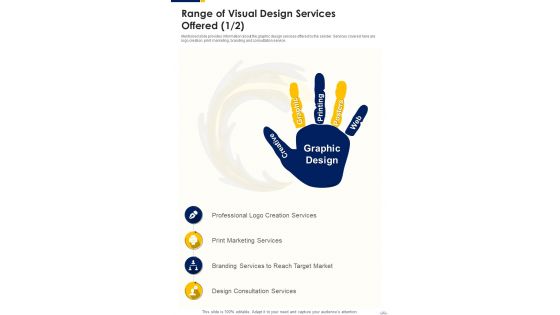 Visual Designing Freelancing Proposal Range Of Visual Design Services One Pager Sample Example Document