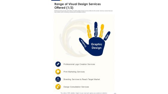 Visual Designing Freelancing Proposal Range Of Visual Design Services One Pager Sample Example Document