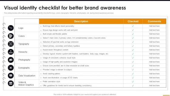 Visual Identity Checklist For Better Brand Awareness Comprehensive Guide For Brand Recognition Professional PDF