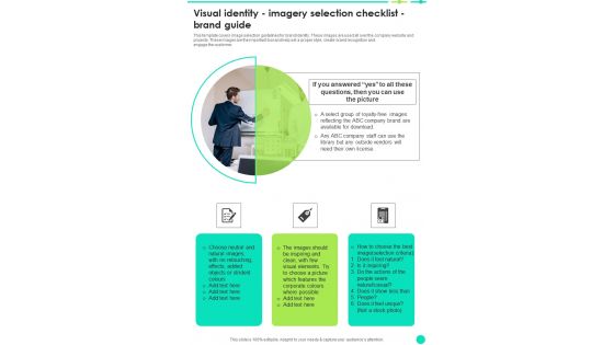 Visual Identity Imagery Selection Checklist Brand Guide One Pager Sample Example Document