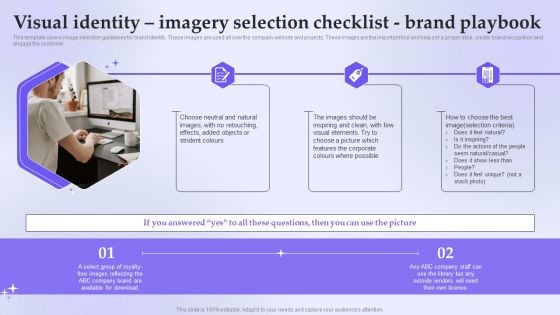 Visual Identity Imagery Selection Checklist Brand Playbook Clipart PDF