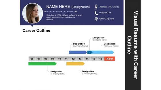 Visual Resume With Career Outline Ppt PowerPoint Presentation Outline Icons