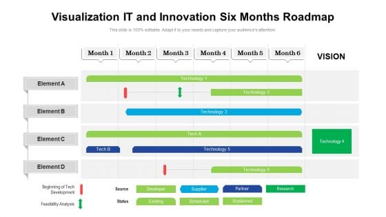 Visualization IT And Innovation Six Months Roadmap Diagrams