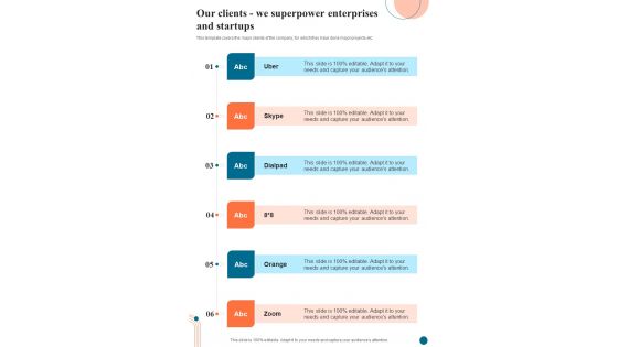 Voice Over Internet Protocol Infrastructure And Ser Our Clients We Superpower One Pager Sample Example Document