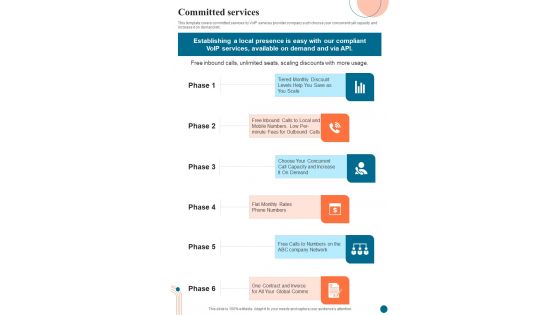 Voice Over Internet Protocol Infrastructure And Services Committed Services One Pager Sample Example Document