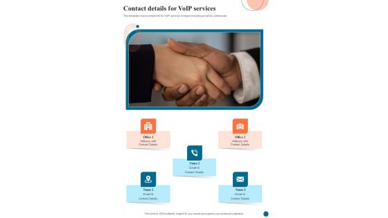 Voice Over Internet Protocol Infrastructure And Services Contact Details One Pager Sample Example Document Voice Over Internet Protocol Infrastructure And Services Contact Details One Pager Sample Example Document