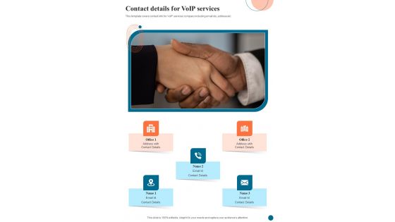 Voice Over Internet Protocol Infrastructure And Services Contact Details One Pager Sample Example Document