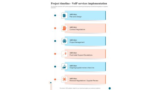 Voice Over Internet Protocol Infrastructure And Services Project Timeline Voip Services One Pager Sample Example Document Voice Over Internet Protocol Infrastructure And Services Project Timeline Voip Services One Pager Sample Example Document