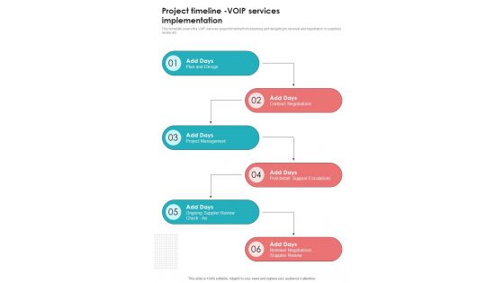 Voice Over Internet Protocol Telecommunications System Project Timeline Voip Services One Pager Sample Example Document Voice Over Internet Protocol Telecommunications System Project Timeline Voip Services One Pager Sample Example Document
