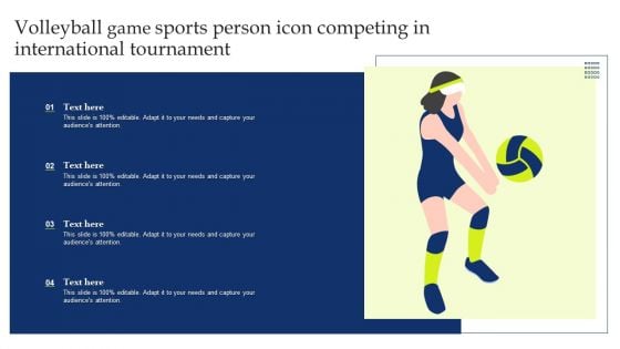 Volleyball Game Sports Person Icon Competing In International Tournament Game Elements PDF