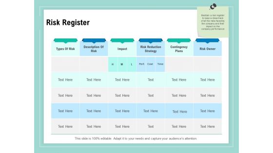 Vulnerability Assessment Methodology Risk Register Ppt Ideas Elements PDF