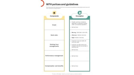 WFH Polices And Guidelines Adjustable Work Schedule Proposal One Pager Sample Example Document WFH Polices And Guidelines Adjustable Work Schedule Proposal One Pager Sample Example Document