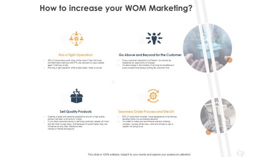 WOM Marketing How To Increase Your WOM Marketing Ppt Pictures File Formats PDF
