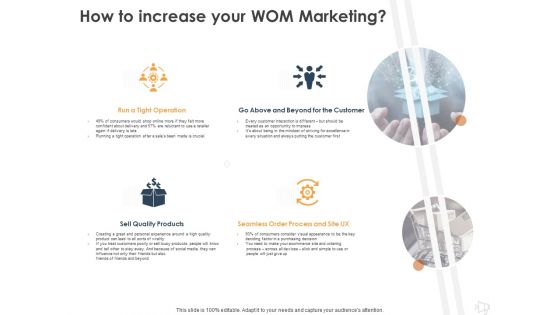 WOM Marketing How To Increase Your WOM Marketing Ppt Pictures File Formats PDF WOM Marketing How To Increase Your WOM Marketing Ppt Pictures File Formats PDF